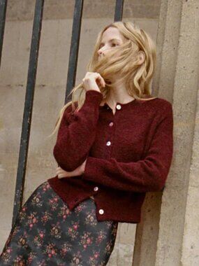 Doen NWOT Petra Cardigan Bordeaux S
